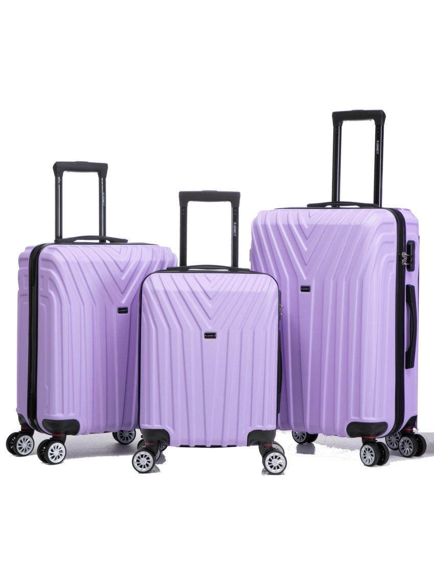 R.Leone Valigia da 1 Fino a Set 4 Trolley Rigido grande, medio, bagaglio a mano 55x40x23 cm Wizz, ITA Airways e bagaglio 45x36x20 cm EasyJet in ABS 9001 NEW