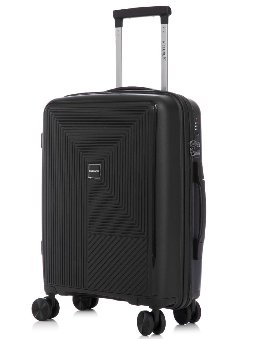 R.Leone Valigia da 1 Fino a Set 3 Bagaglio a mano 55x40x20 Ryanair, Medio, Grande Ultra Strong Antiurto Resistente Trolley rigido leggero 8 ruote in Polipropilene 9188