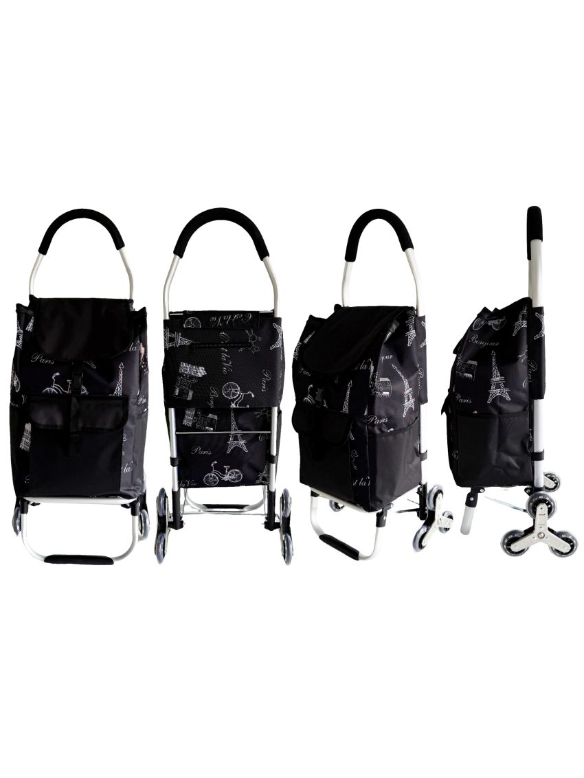 Carrello spesa 3 Ruota per scale con robusto telaio in alluminio e borsa in tela impermeabile rimovibile ideale per lo shopping comodo e pratico D016B