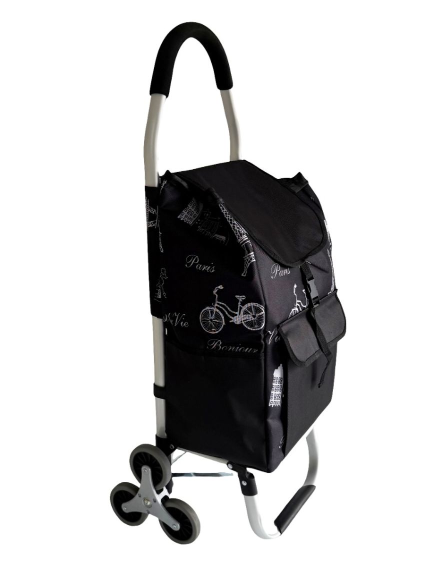 Carrello spesa 3 Ruota per scale con robusto telaio in alluminio e borsa in tela impermeabile rimovibile ideale per lo shopping comodo e pratico D016B