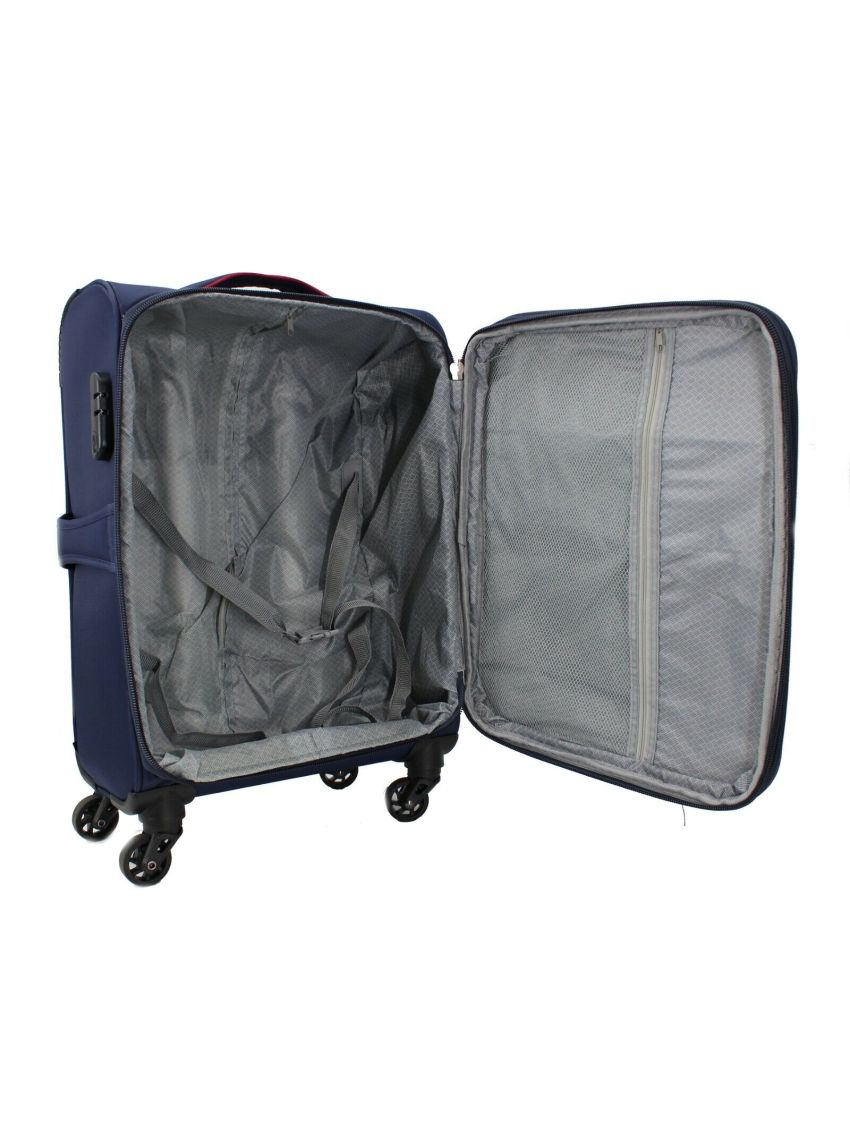 VALIGIA FINO SET 3 GRANDE MEDIO BAGAGLIO MANO STOFFA ULTRA LEGGERO 4 RUOTE 8485