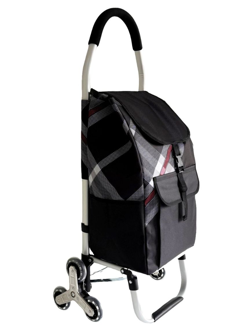 Carrello spesa 3 Ruota per scale con robusto telaio in alluminio e borsa in tela impermeabile rimovibile ideale per lo shopping comodo e pratico D016A