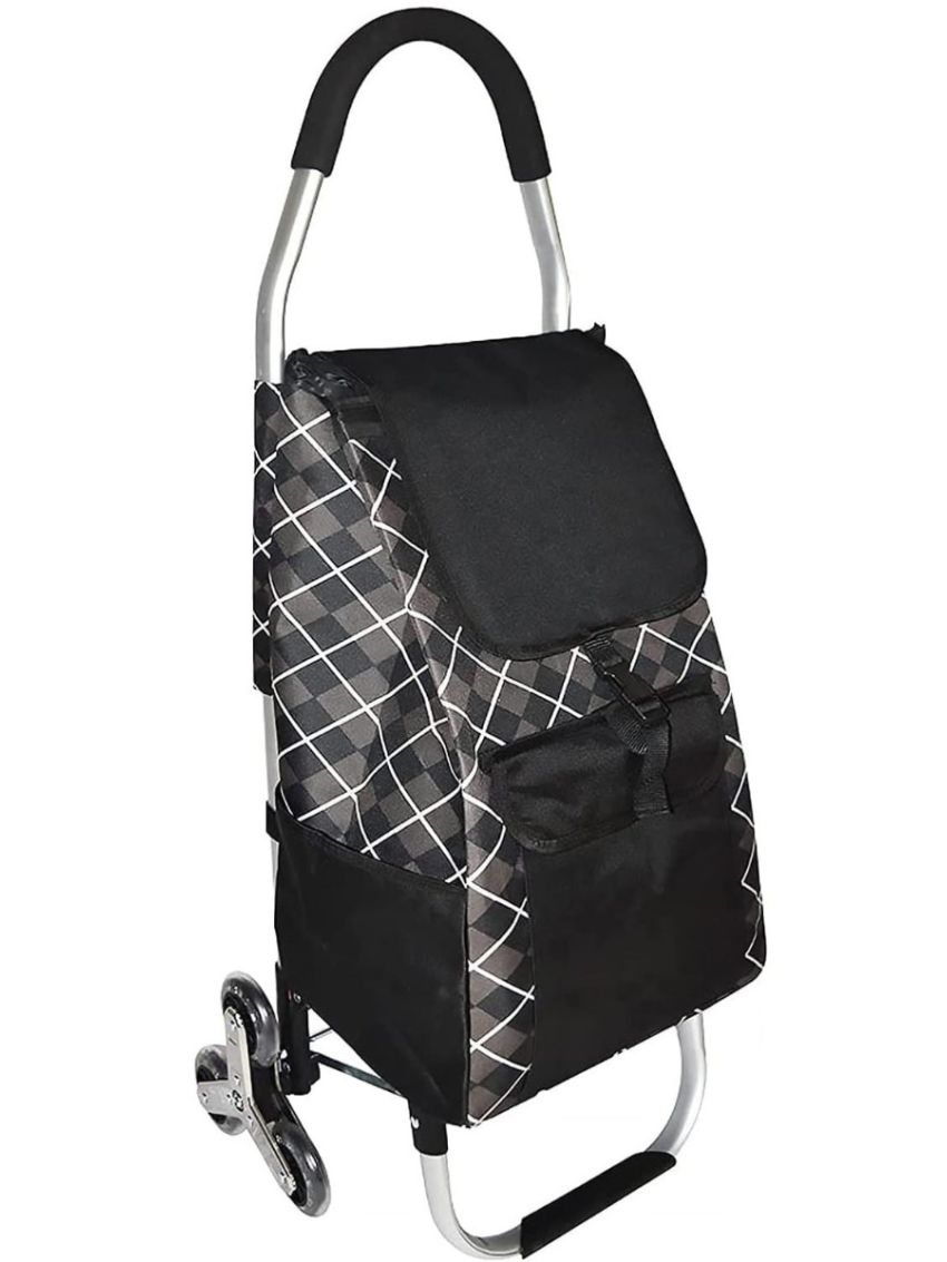 Carrello spesa 3 Ruota per scale con robusto telaio in alluminio e borsa in tela impermeabile rimovibile ideale per lo shopping comodo e pratico D016A