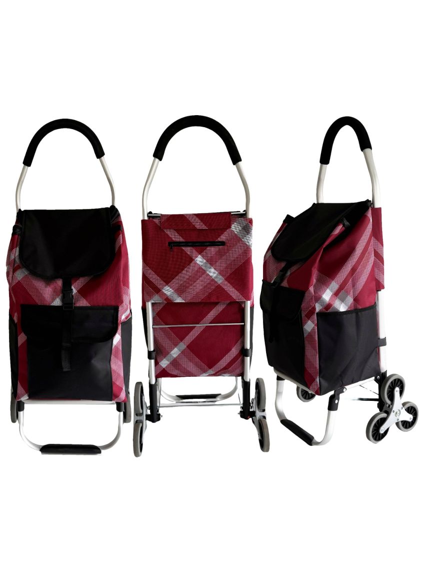 Carrello spesa 3 Ruota per scale con robusto telaio in alluminio e borsa in tela impermeabile rimovibile ideale per lo shopping comodo e pratico D016B