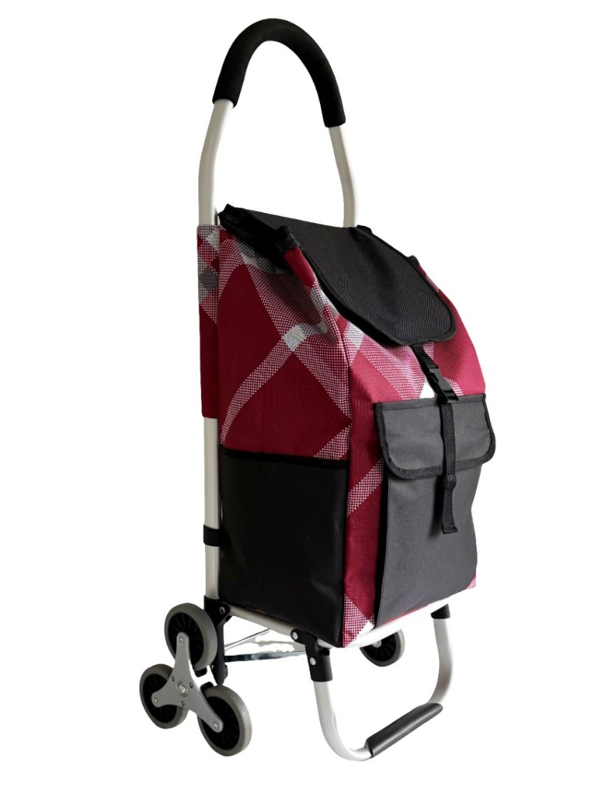 Carrello spesa 3 Ruota per scale con robusto telaio in alluminio e borsa in tela impermeabile rimovibile ideale per lo shopping comodo e pratico D016B