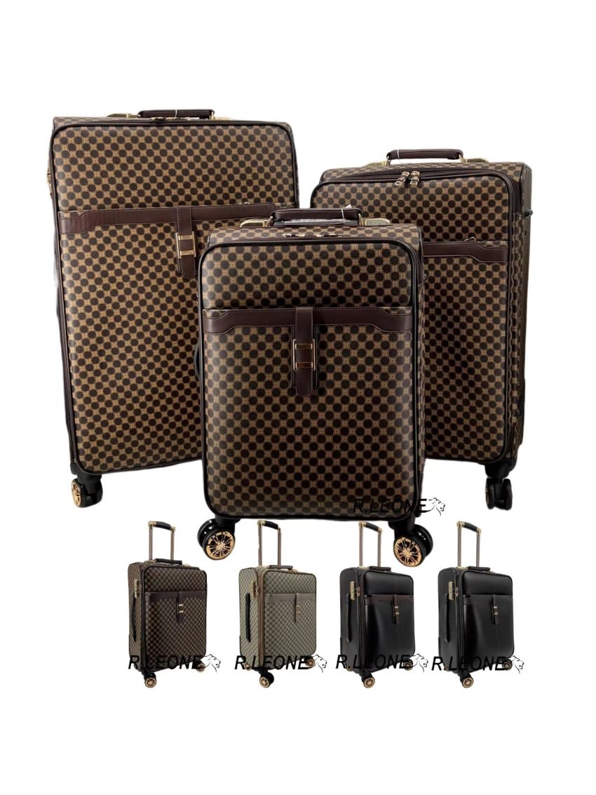 VALIGIA FINO SET 3 GRANDE MEDIO BAGAGLIO MANO ECOPELLE 4 RUOTE AUTONOME 101