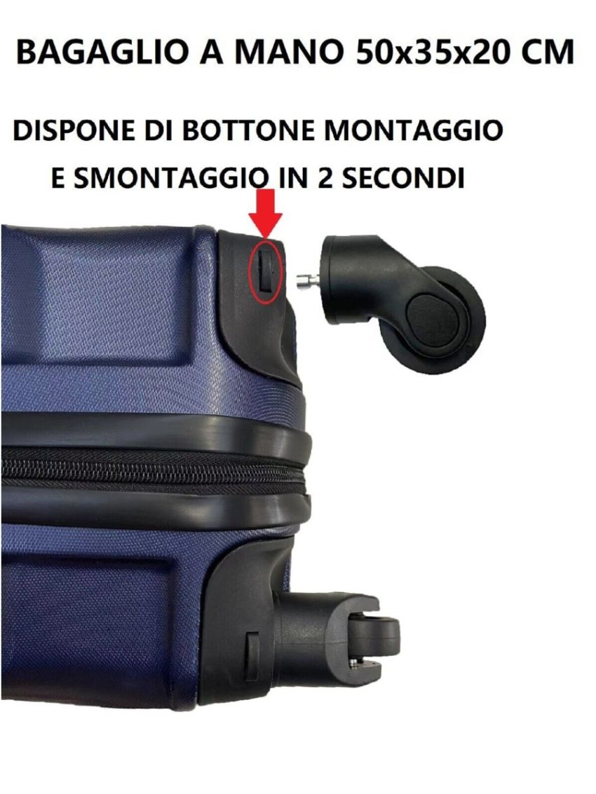 R.Leone 60x40x20 ruota smontabile 55x40x20 cm Ryanair Valigia Bagaglio a mano 4 Ruote Rimovibili Capienza Massima Trolley in ABS 2037MAX