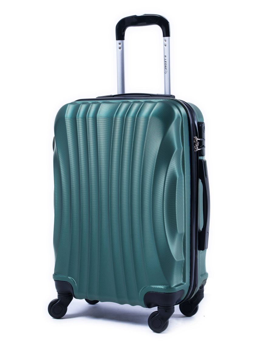 R.Leone Valigia 55x40x20 cm Bagaglio a mano 4 Ruote smontabile 60x40x20 Capienza Massima Trolley in ABS adatto Ryanair, Easyjet, Wizzair, Iberia, Lufthansa, Tui, Vueling -VERDE SCURO-S ( Bagaglio mano )