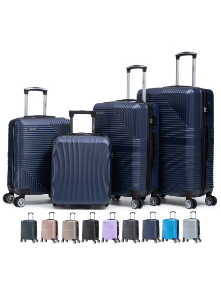 R.Leone Valigia da 1 Fino a Set 4 Trolley Rigido grande, medio, bagaglio a mano 55x40x23 cm Wizz, ITA Airways e bagaglio 45x36x20 cm EasyJet in ABS 8005