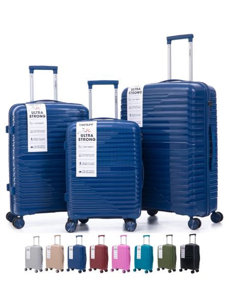 R.LEONE Valigia Trolley 1pezzo a Set 3 in Polipropilene 8 Ruote Autonome ultra resistente pp 6080.