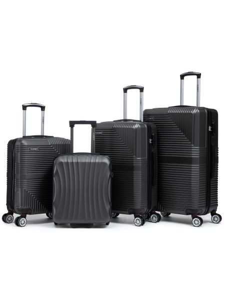 R.Leone Valigia da 1 Fino a Set 4 Trolley Rigido grande, medio, bagaglio a mano 55x40x23 cm Wizz, ITA Airways e bagaglio 45x36x20 cm EasyJet in ABS 8005-SET 3 L M XS-Grigio